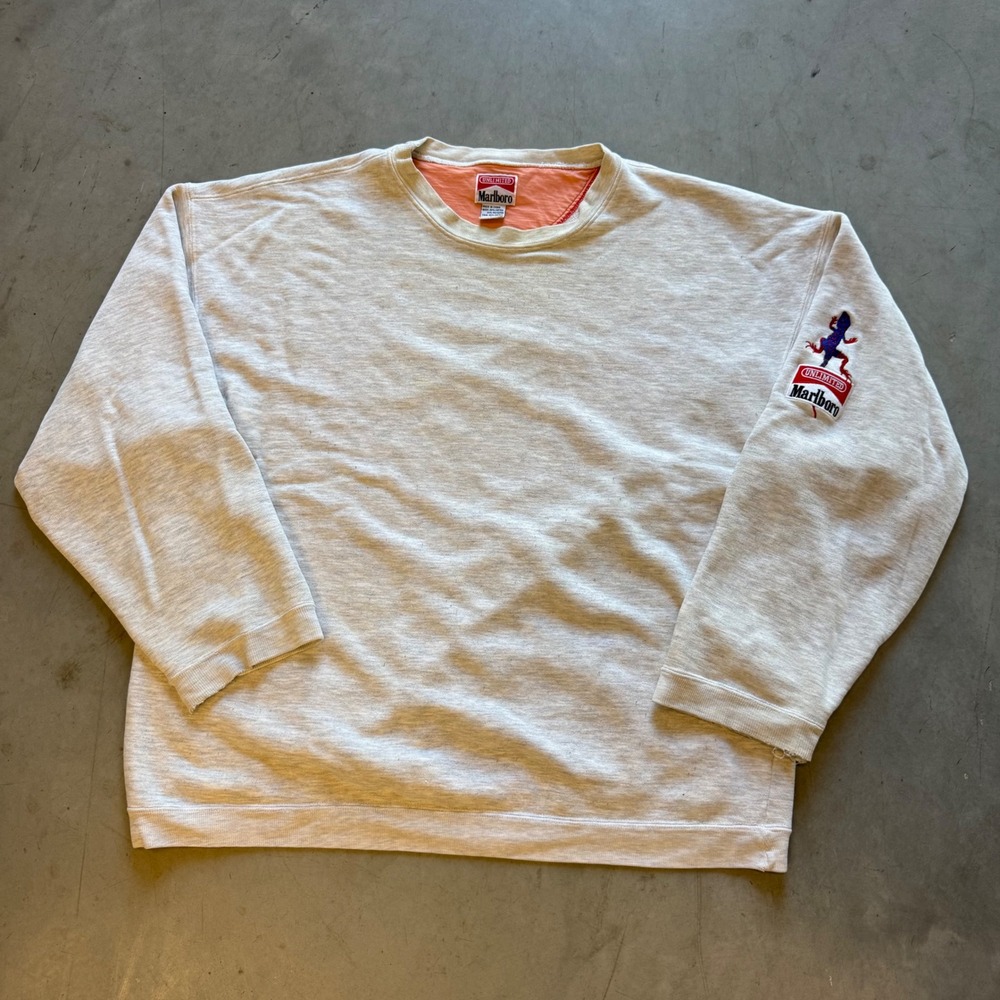 Vintage Marlboro Unlimited Lizard Logo Sweatshirt Gray Heather Mens Large 90s